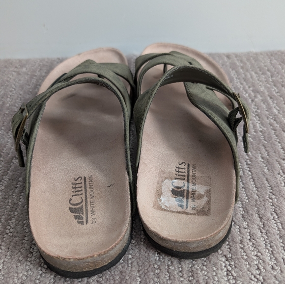 Cliffs "Calista" Moss Green Faux Suede Sandals - Picture 4 of 6